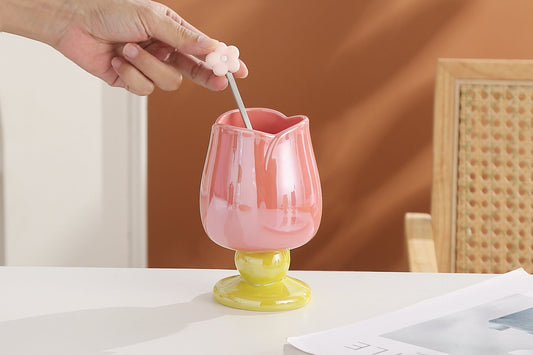Creative Tulip Shape Ceramic Cup