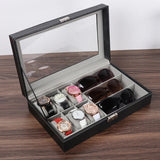 Pu Leather Watch And Sunglasses Organizer