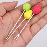 6 Pcs Fruit Pattern Fruit Fork