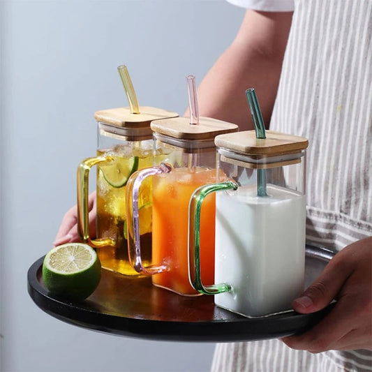 Glass Mug With Lid And Straw