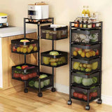 Rotating Square Kitchen Storage Trolly