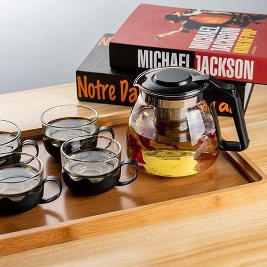 Heat Resistant Glass Teapot With Cups