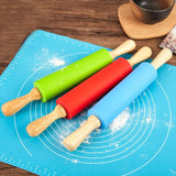 Silicone Wooden Handle Rolling Pin