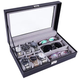 Pu Leather Watch And Sunglasses Organizer