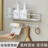 Wall Mounted Shelf With Hooks And Soap Holder