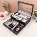 12 Slots Double layer PU Leather Watch Storage Box