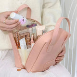 PU Faux Leather Cosmetic Bag With Zipper