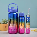 Three Pcs Metallic Colour Water Bottle